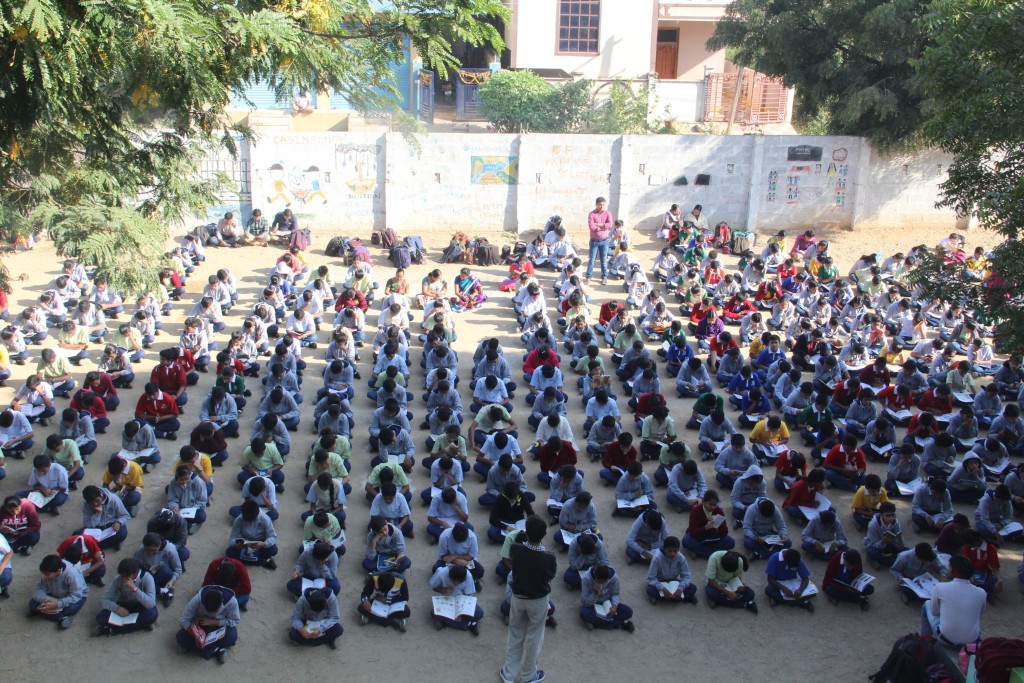 Silence! Children enjoying their books during Banana day